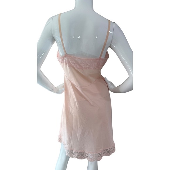VTG Vanity Fair Powder Pink Slip Lace Dress Lingerie Pinup Boudoit - Picture 3 of 13